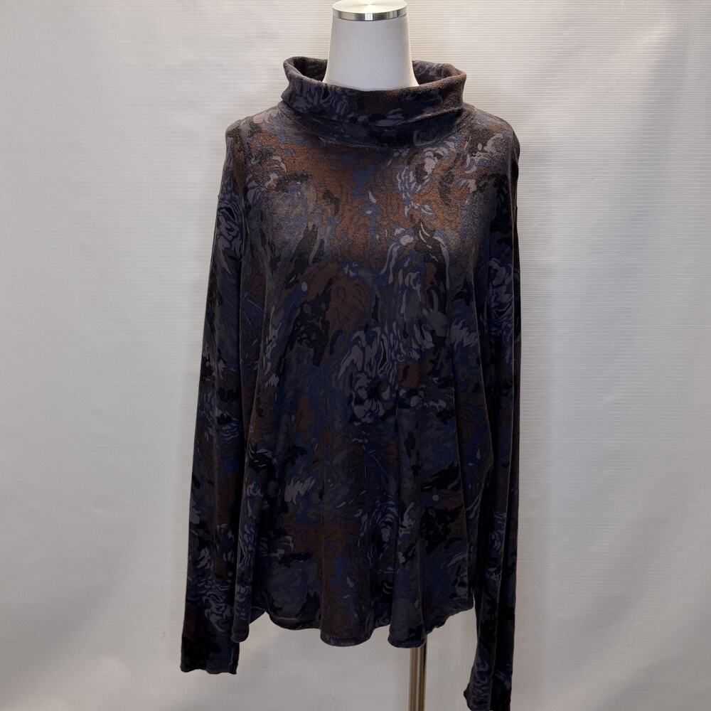 Coldwater Creek Sweater Womens 3X Blue Cowl Neck Pullover Knit Long Sleeve Plus